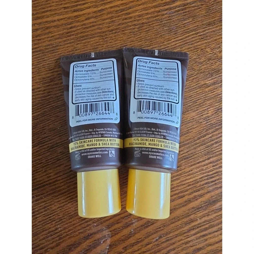 Lot Of 2 NYX Buttermelt Glaze Soft Glow Skin Tint SPF 30 Chocolate Butta‎